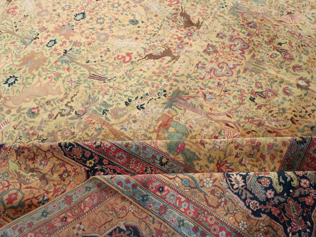 Antique Indian Lahore Pictorial Large Room Size Carpet, No.32328 - Galerie Shabab