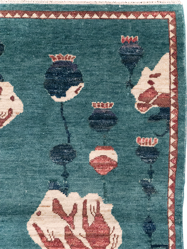 Modern Turkish Pictorial Throw Rug, No.32338 - Galerie Shabab