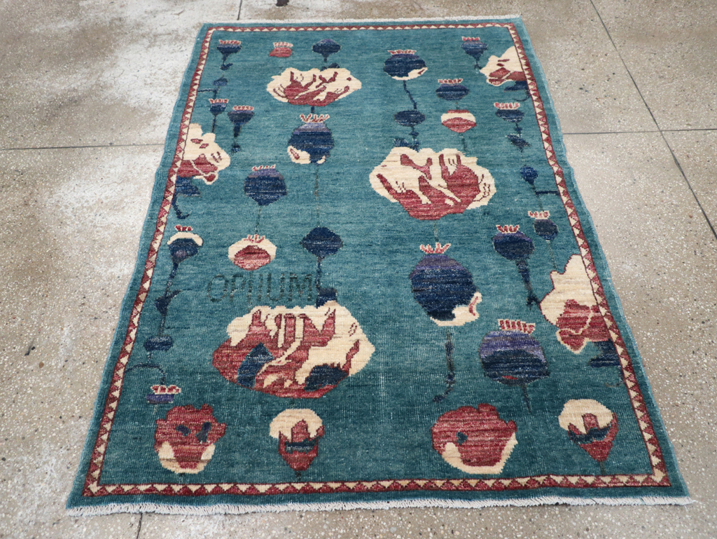 Modern Turkish Pictorial Throw Rug, No.32338 - Galerie Shabab
