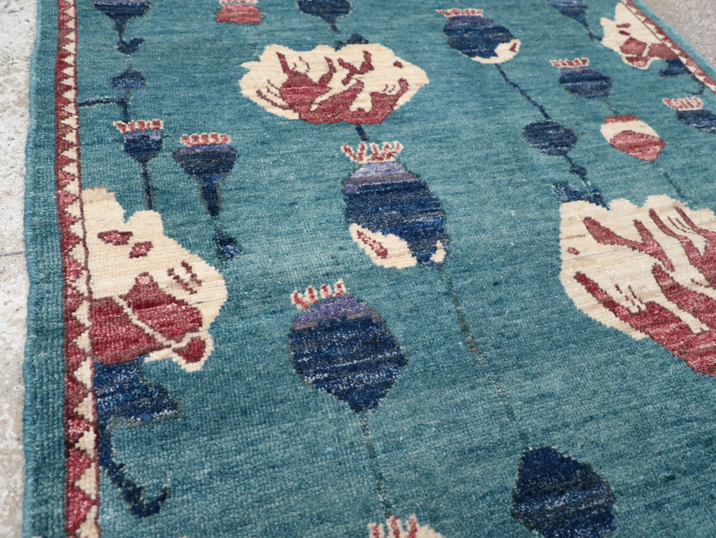 Modern Turkish Pictorial Throw Rug, No.32338 - Galerie Shabab