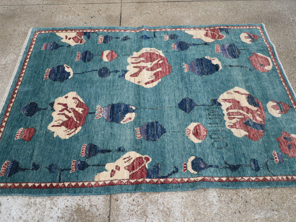 Modern Turkish Pictorial Throw Rug, No.32338 - Galerie Shabab