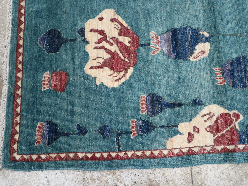 Modern Turkish Pictorial Throw Rug, No.32338 - Galerie Shabab