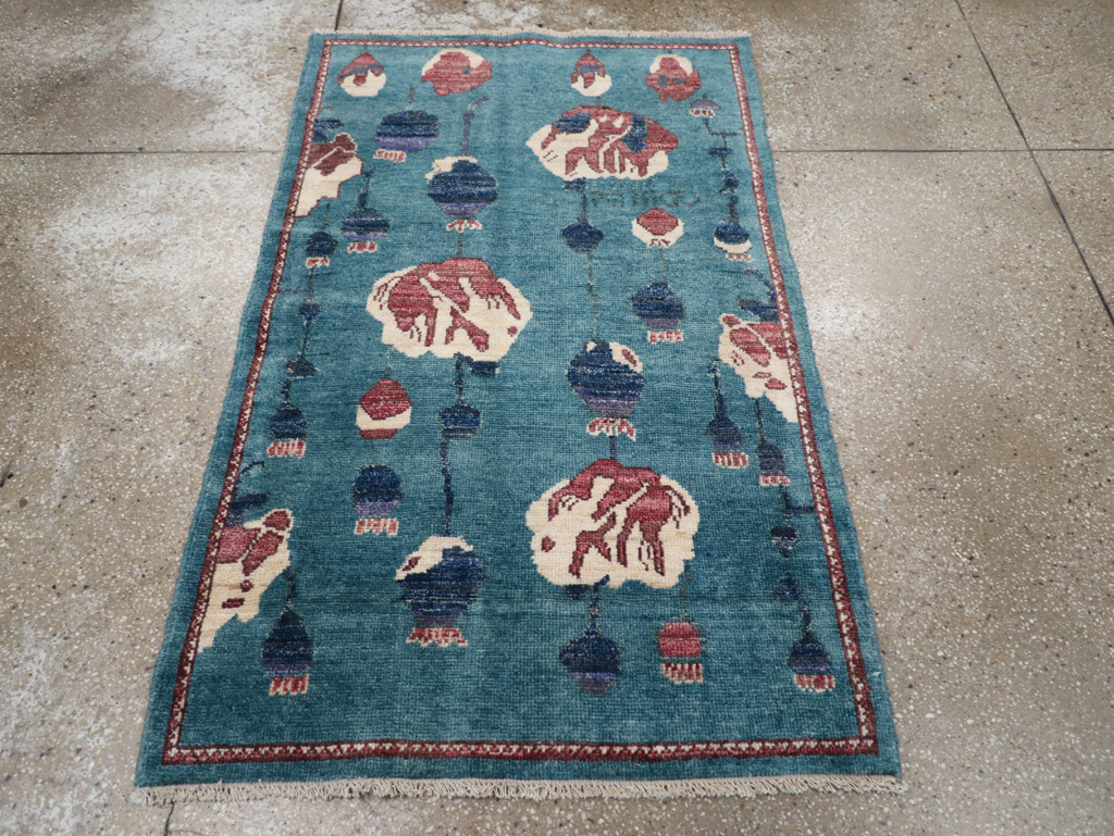 Modern Turkish Pictorial Throw Rug, No.32339 - Galerie Shabab