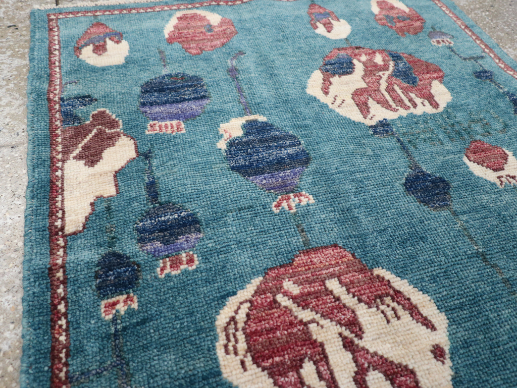 Modern Turkish Pictorial Throw Rug, No.32339 - Galerie Shabab