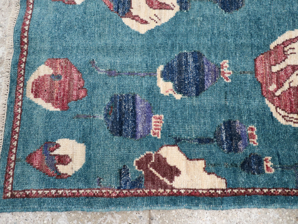 Modern Turkish Pictorial Throw Rug, No.32339 - Galerie Shabab