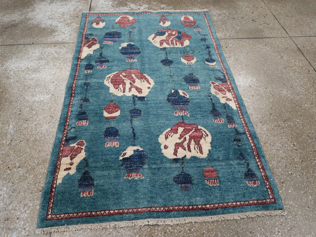 Modern Turkish Pictorial Throw Rug, No.32339 - Galerie Shabab