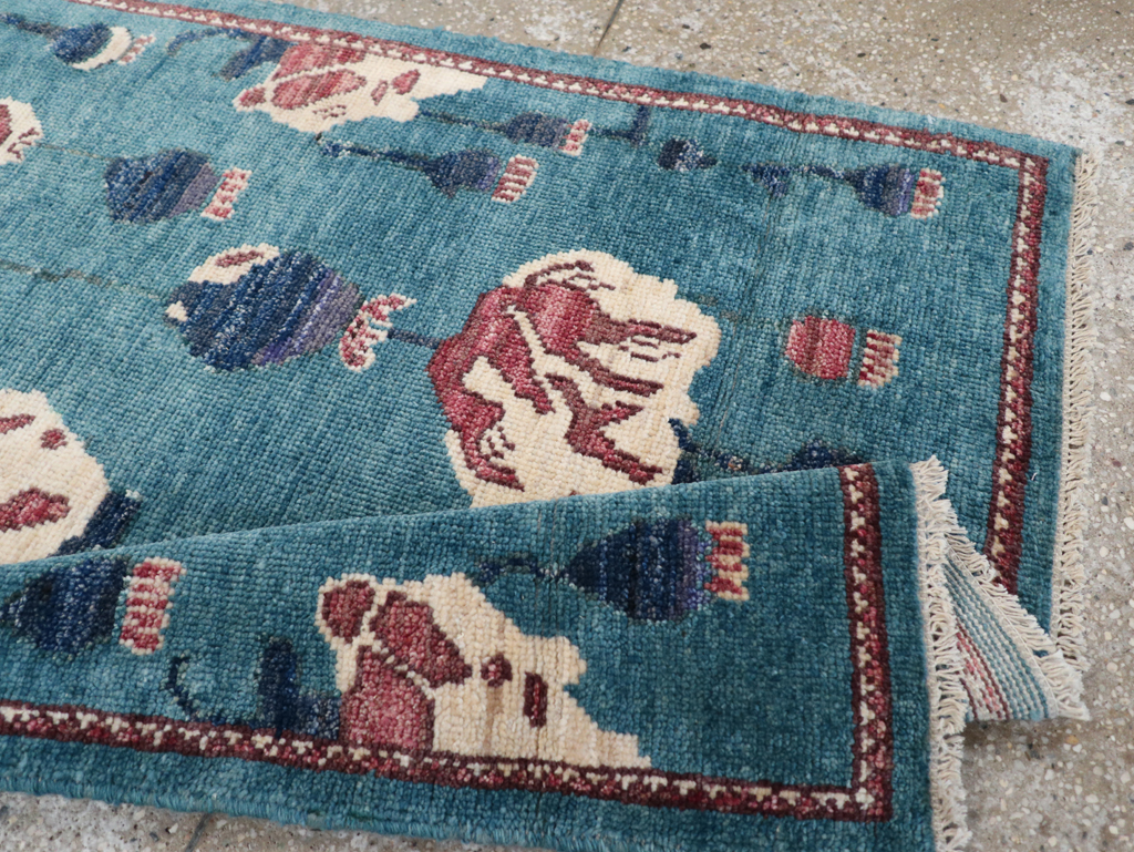 Modern Turkish Pictorial Throw Rug, No.32339 - Galerie Shabab