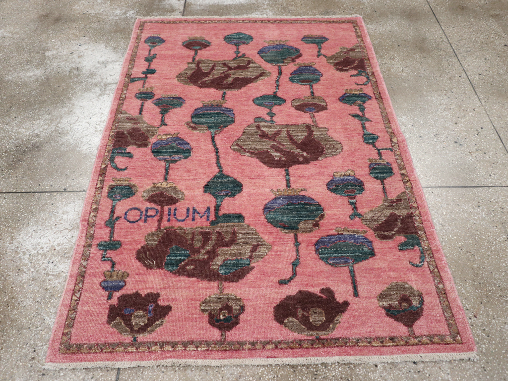Modern Turkish Pictorial Throw Rug, No.32340 - Galerie Shabab