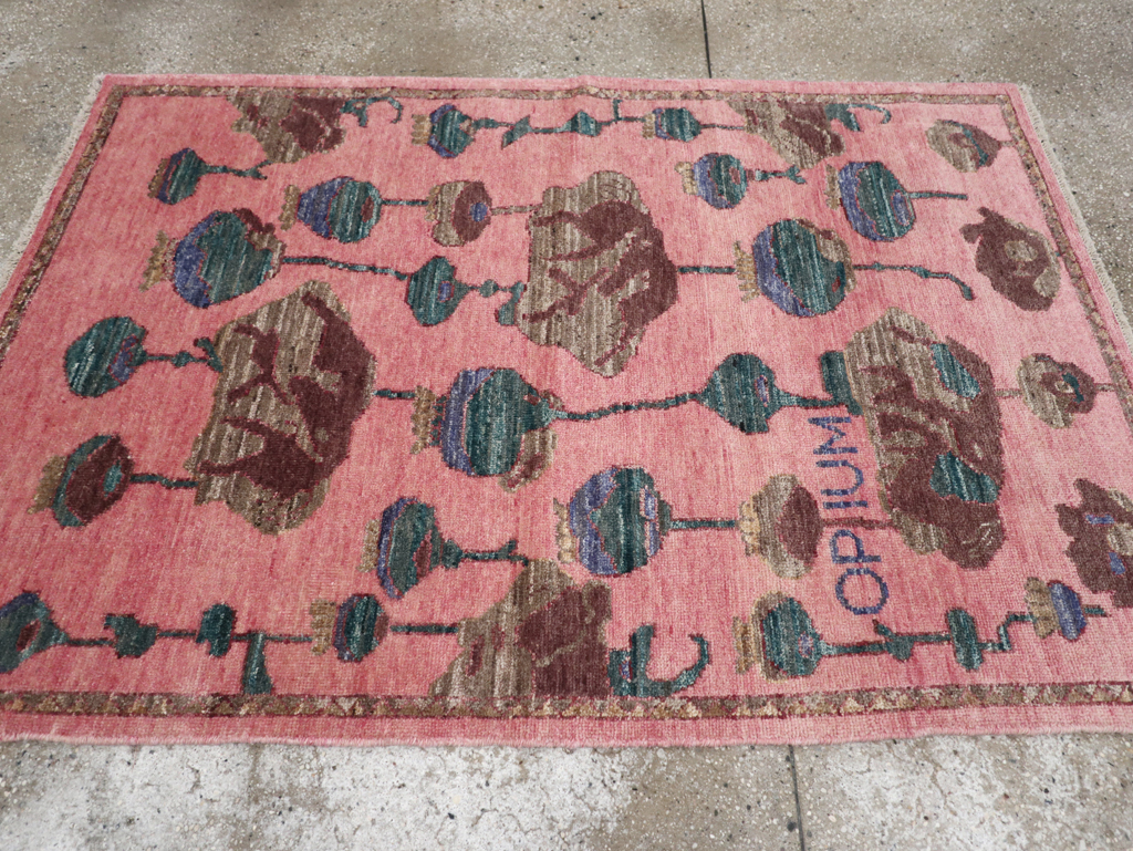 Modern Turkish Pictorial Throw Rug, No.32340 - Galerie Shabab
