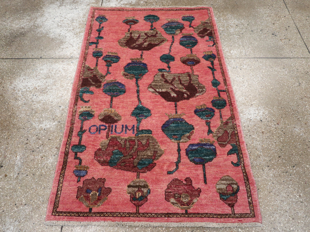 Modern Turkish Pictorial Throw Rug, No.32341 - Galerie Shabab
