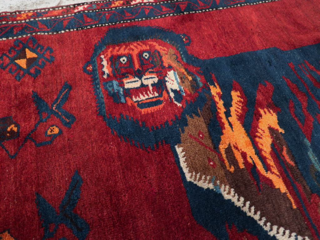 Antique Caucasian Karabagh Pictorial Accent Rug, No.32356 - Galerie Shabab