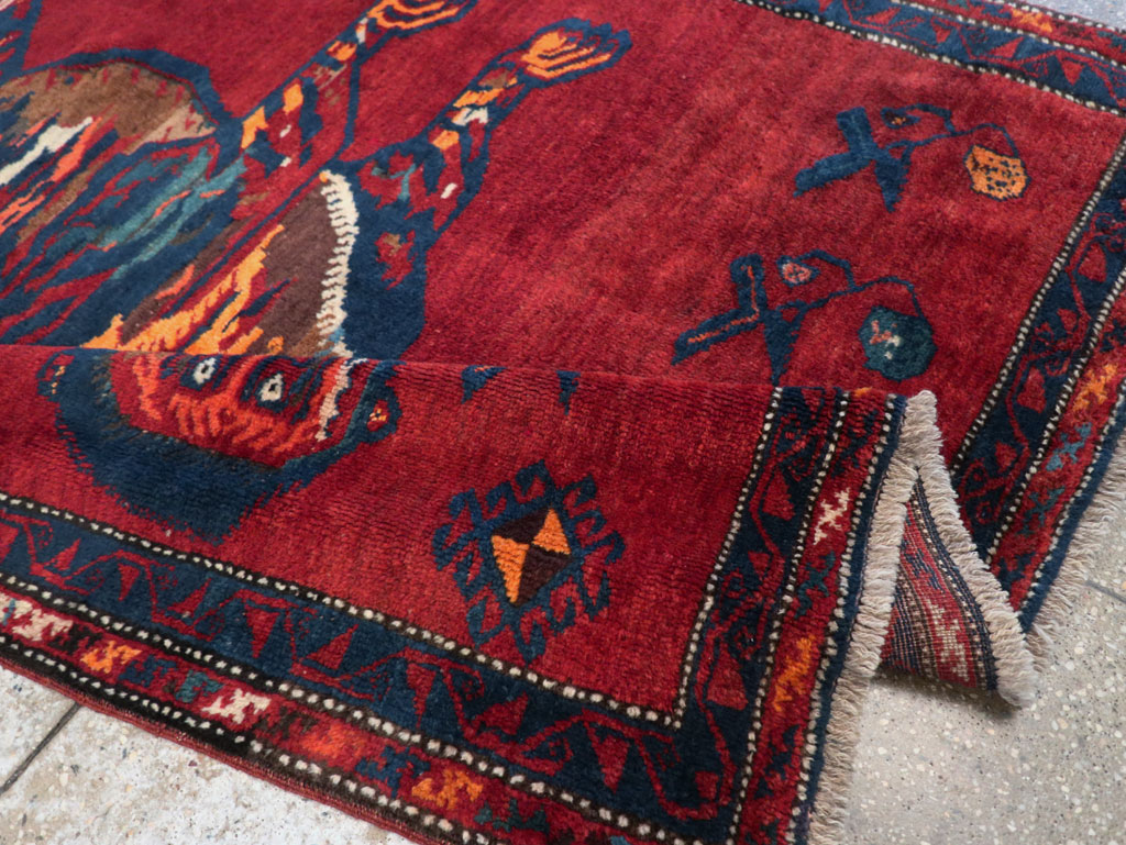 Antique Caucasian Karabagh Pictorial Accent Rug, No.32356 - Galerie Shabab