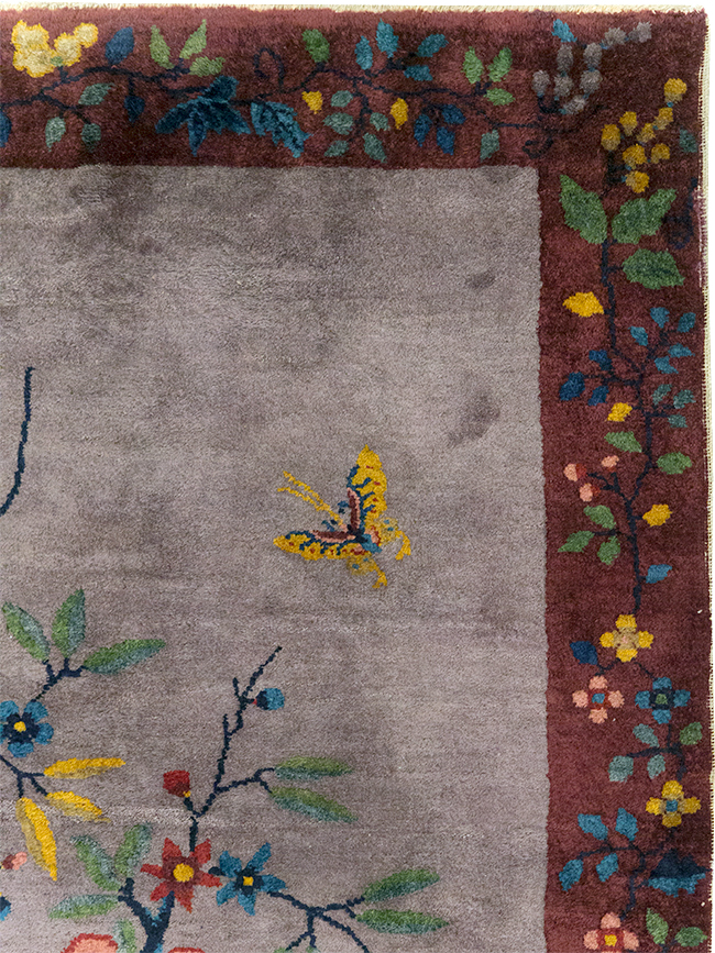 Vintage Chinese Pictorial Art Deco Accent Carpet, No.32358 - Galerie Shabab