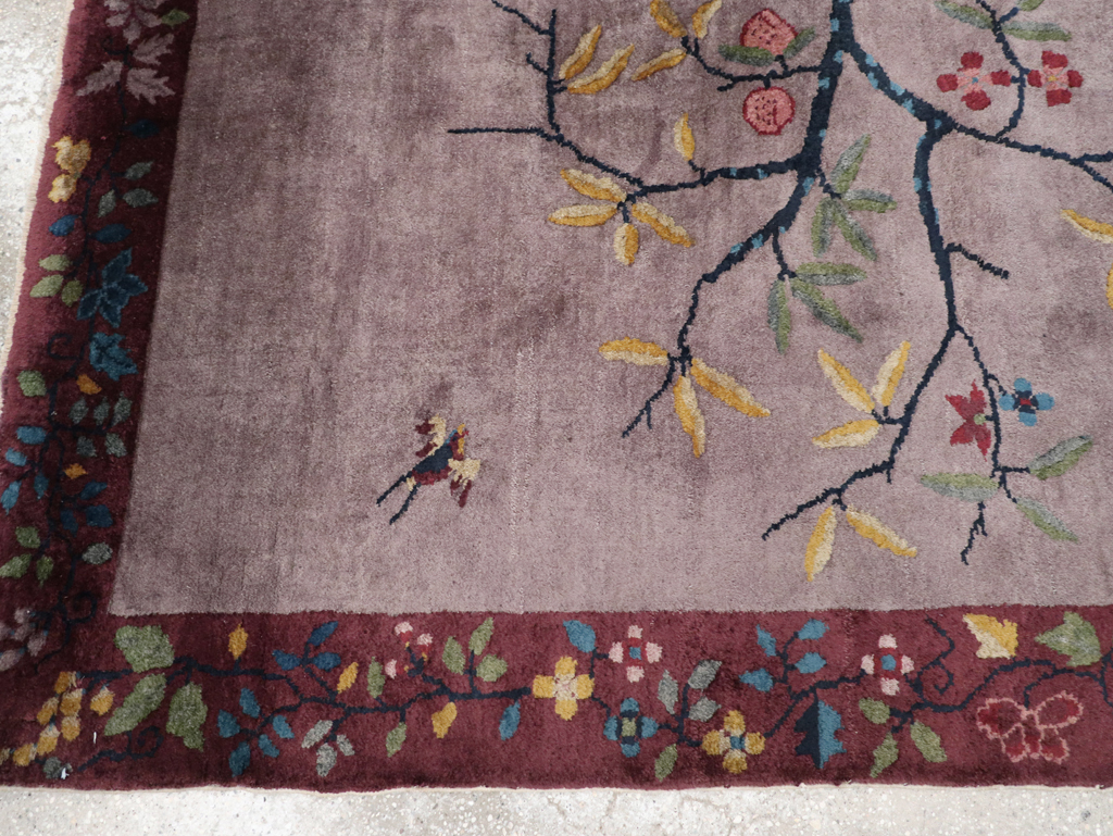 Vintage Chinese Pictorial Art Deco Accent Carpet, No.32358 - Galerie Shabab