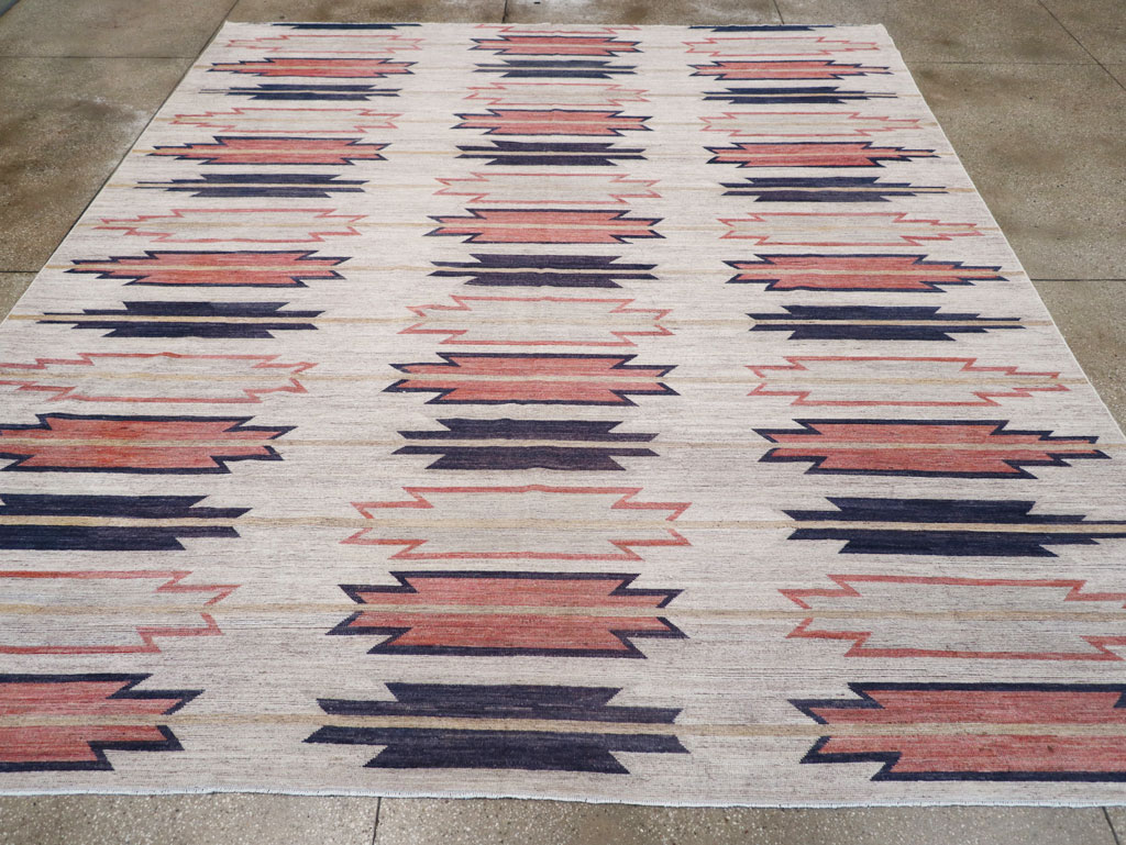 Navajo Inspired Modern East Turkestan Khotan Room Size Carpet, No.32374 - Galerie Shabab
