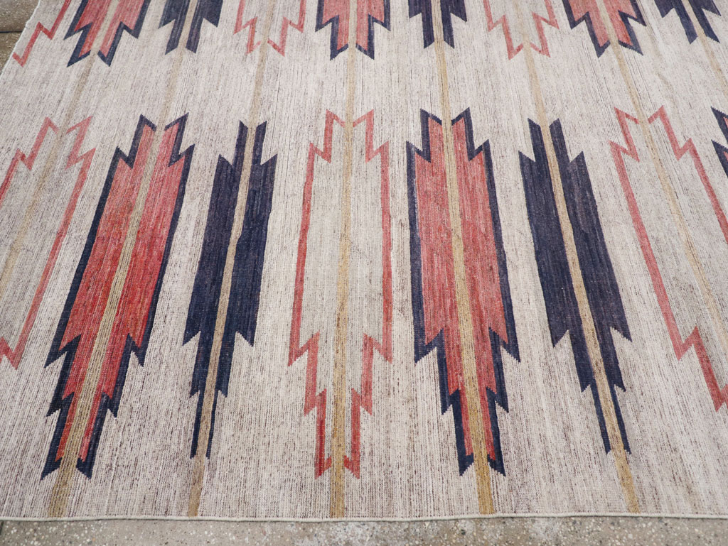 Navajo Inspired Modern East Turkestan Khotan Room Size Carpet, No.32374 - Galerie Shabab
