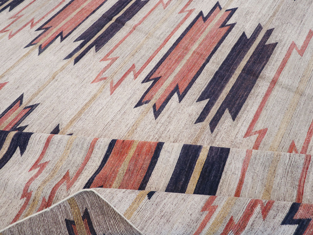 Navajo Inspired Modern East Turkestan Khotan Room Size Carpet, No.32374 - Galerie Shabab