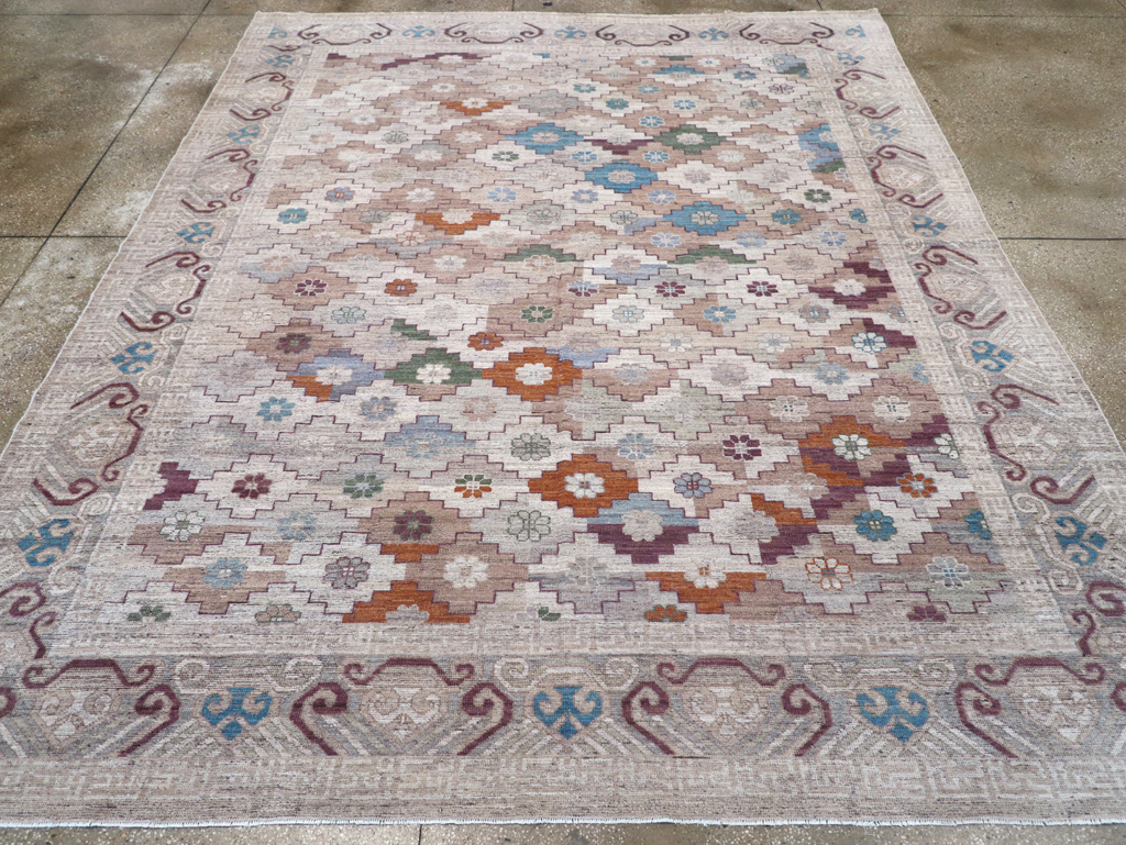 Modern East Turkestan Khotan Room Size Carpet, No.32376 - Galerie Shabab