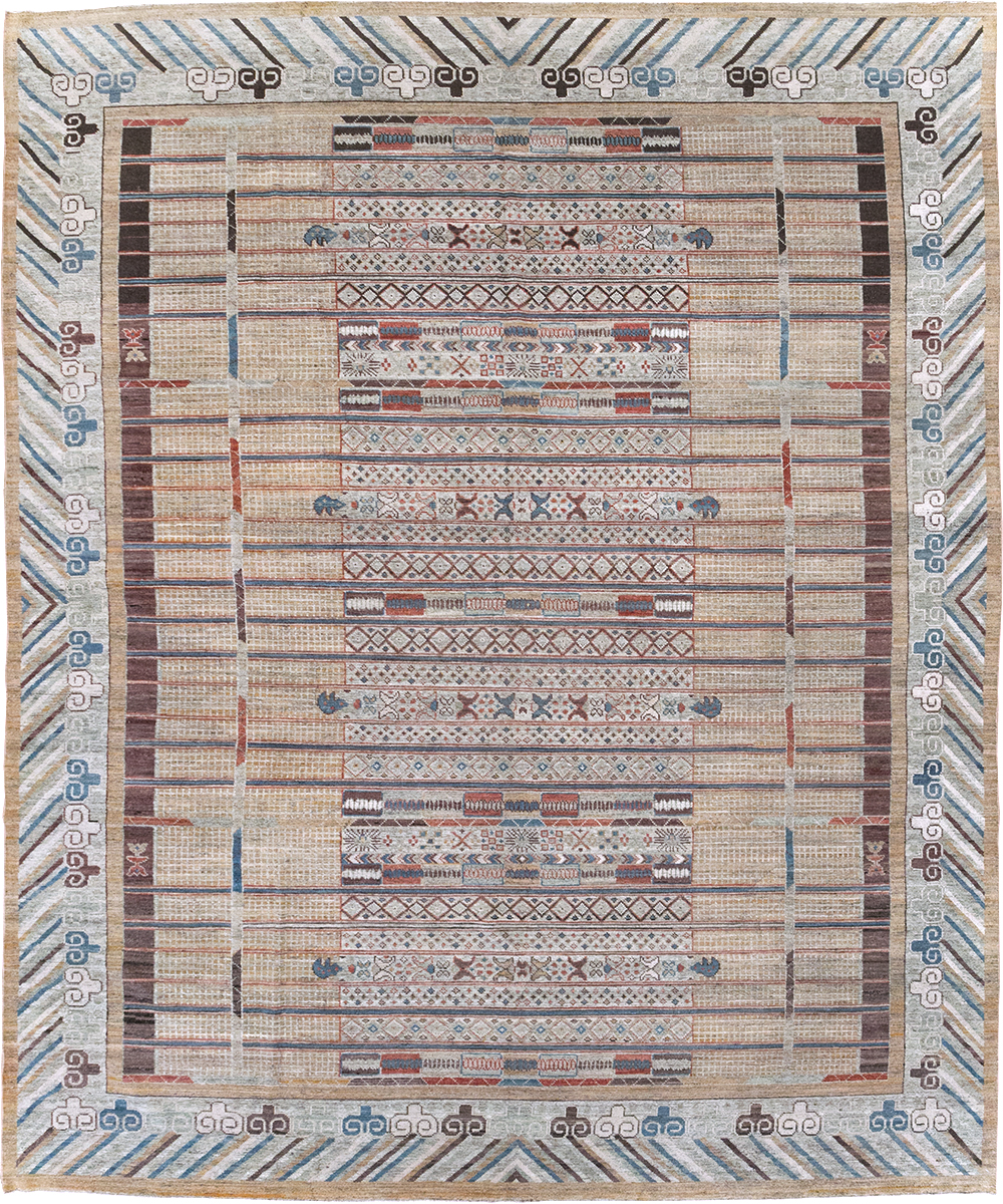 Modern East Turkestan Khotan Room Size Carpet, No.32378 - Galerie Shabab