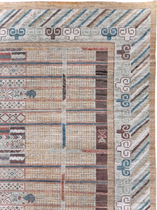 Modern East Turkestan Khotan Room Size Carpet, No.32378 - Galerie Shabab