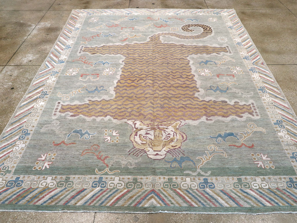 Modern East Turkestan Khotan Pictorial Room Size Carpet, No.32379 - Galerie Shabab
