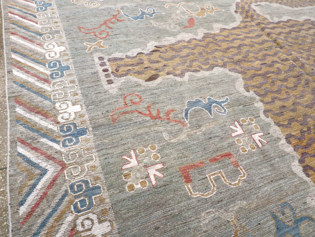 Modern East Turkestan Khotan Pictorial Room Size Carpet, No.32379 - Galerie Shabab