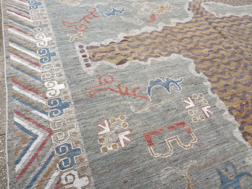 Modern East Turkestan Khotan Pictorial Room Size Carpet, No.32379 - Galerie Shabab