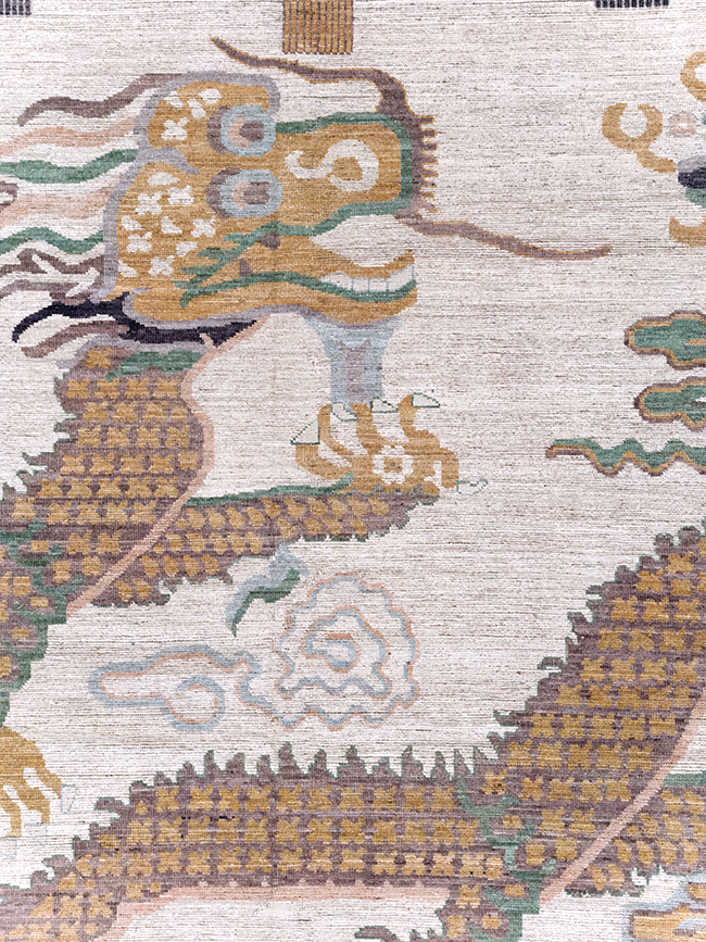 Modern East Turkestan Dragon Khotan Pictorial Room Size Carpet, No.32381 - Galerie Shabab