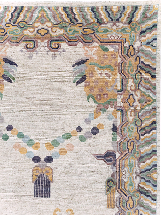 Modern East Turkestan Dragon Khotan Pictorial Room Size Carpet, No.32381 - Galerie Shabab