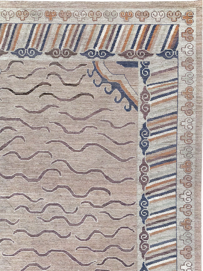 Modern East Turkestan Khotan Large Room Size Carpet, No.32385 - Galerie Shabab