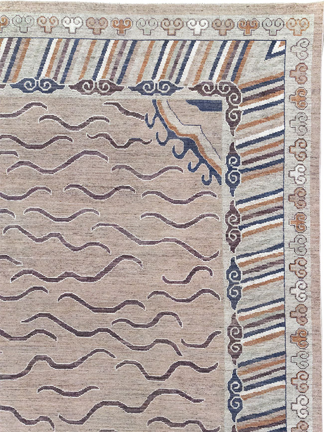 Modern East Turkestan Khotan Large Room Size Carpet, No.32385 - Galerie Shabab