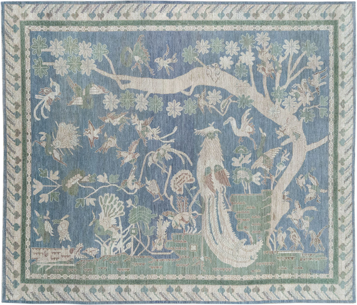 Contemporary East Turkestan Khotan Pictorial Room Size Carpet, No.32387 - Galerie Shabab
