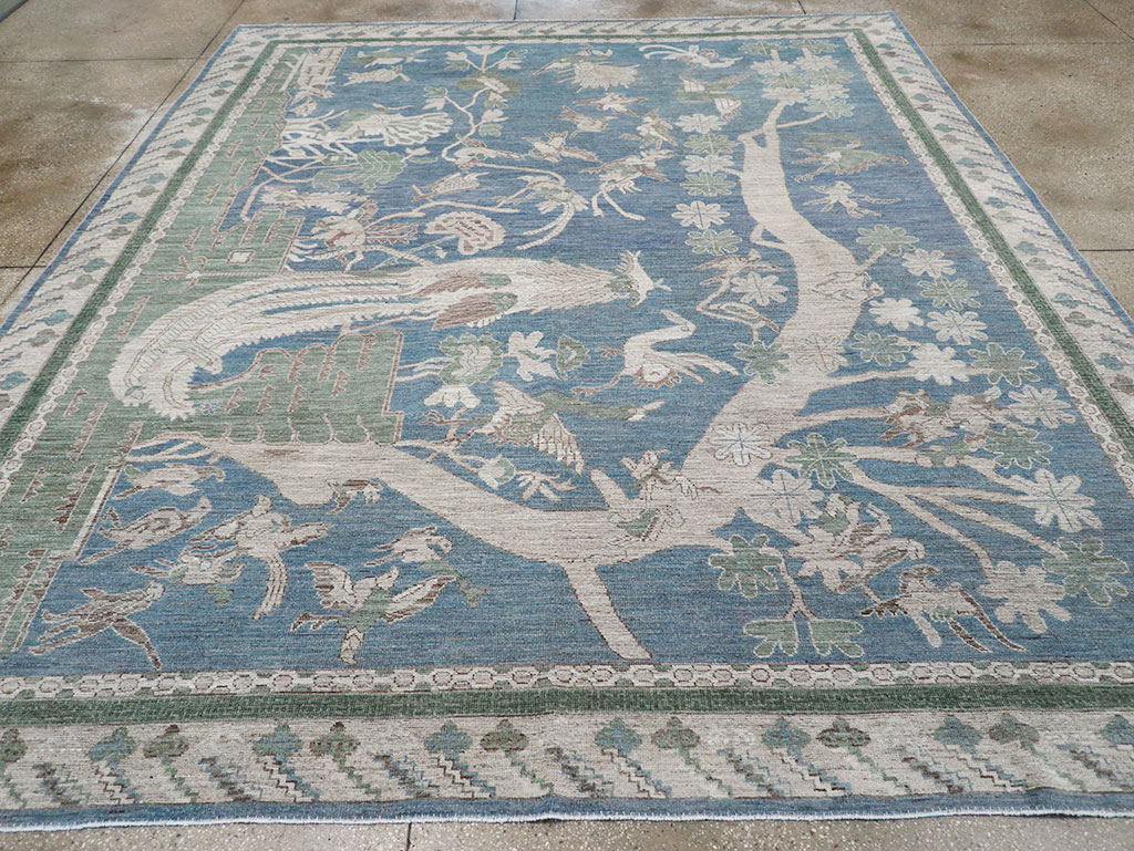 Contemporary East Turkestan Khotan Pictorial Room Size Carpet, No.32387 - Galerie Shabab