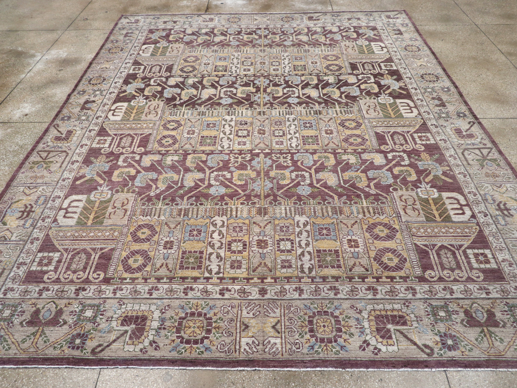 Modern East Turkestan Vase Khotan Room Size Carpet, No.32392 - Galerie Shabab