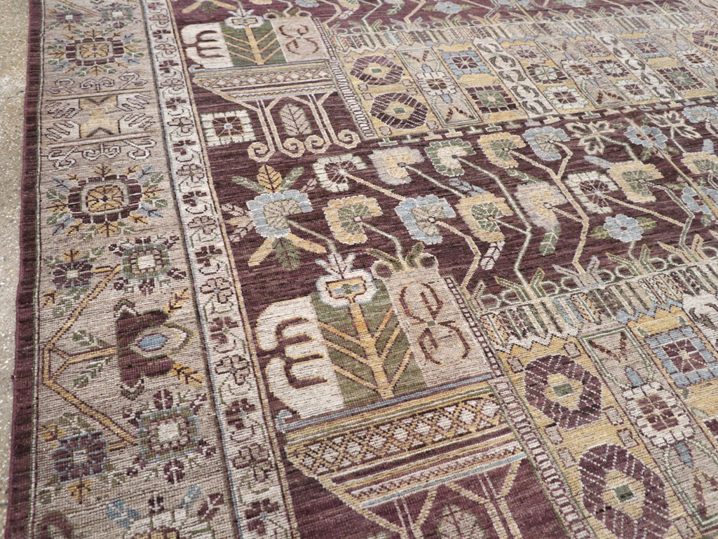 Modern East Turkestan Vase Khotan Room Size Carpet, No.32392 - Galerie Shabab