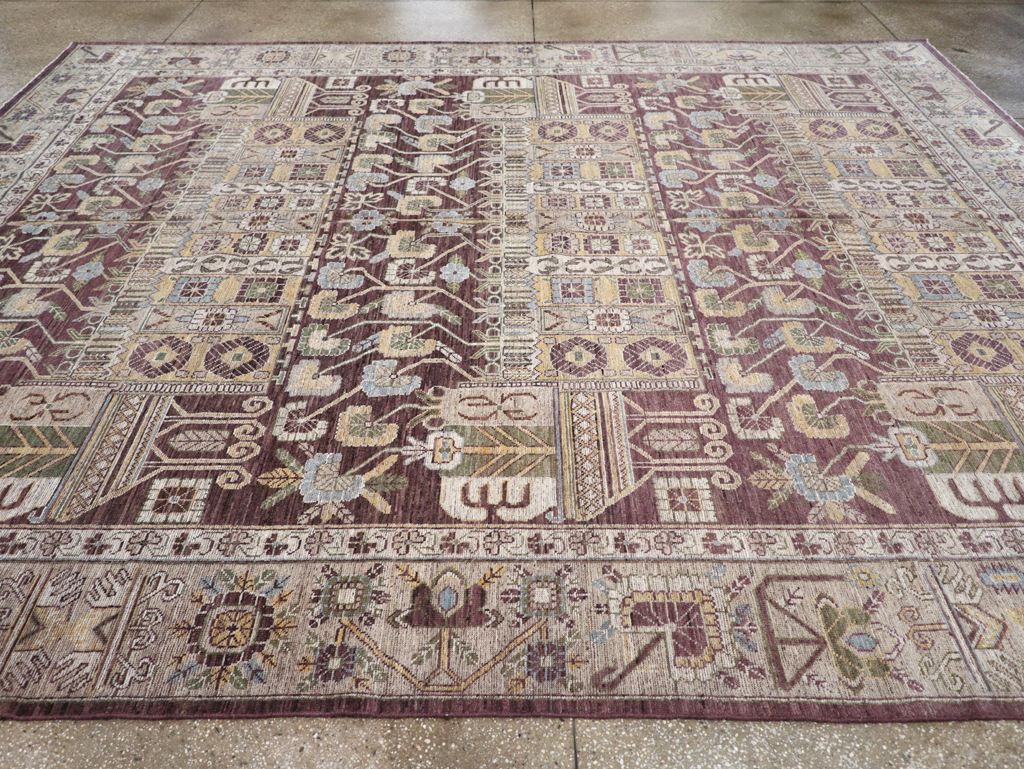 Modern East Turkestan Vase Khotan Room Size Carpet, No.32392 - Galerie Shabab