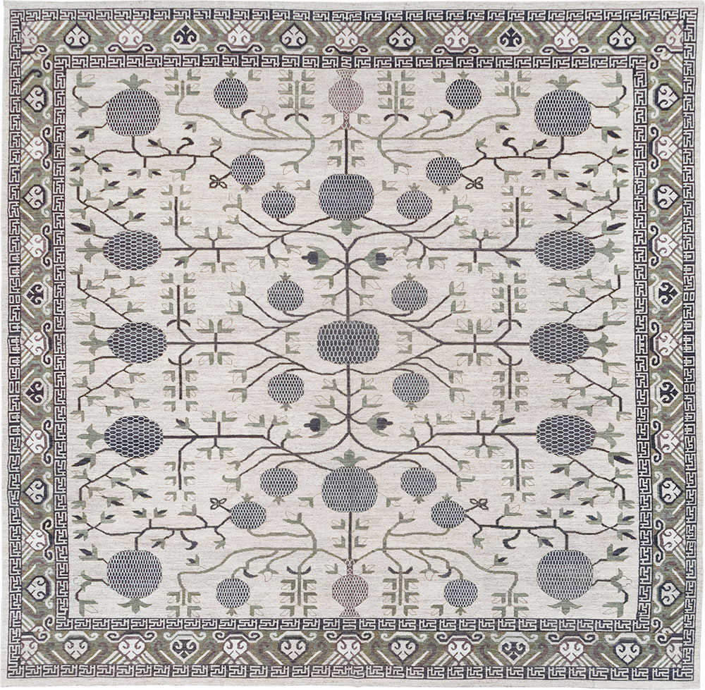 Modern East Turkestan Khotan Square Room Size Carpet, No.32393 - Galerie Shabab