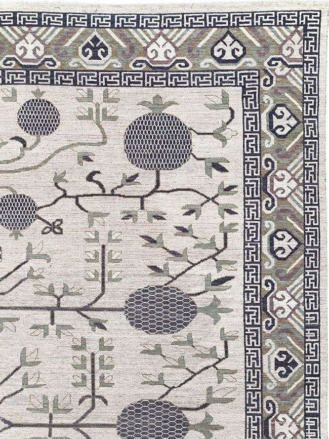 Modern East Turkestan Khotan Square Room Size Carpet, No.32393 - Galerie Shabab