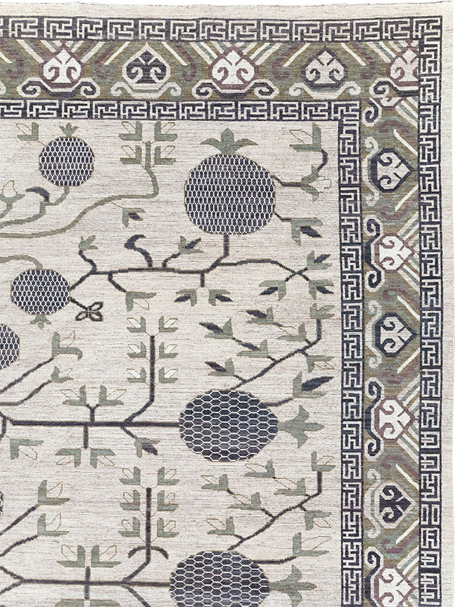 Modern East Turkestan Khotan Square Room Size Carpet, No.32393 - Galerie Shabab