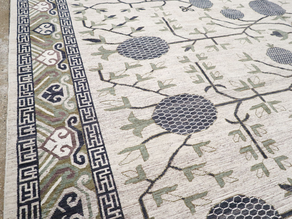 Modern East Turkestan Khotan Square Room Size Carpet, No.32393 - Galerie Shabab