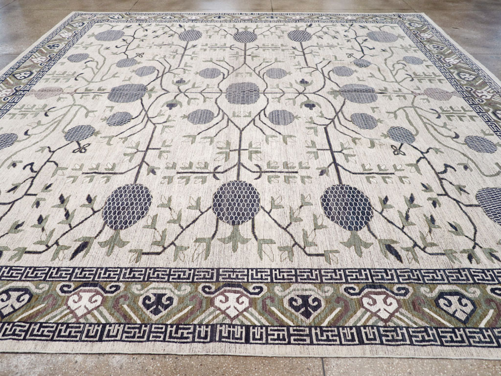 Modern East Turkestan Khotan Square Room Size Carpet, No.32393 - Galerie Shabab