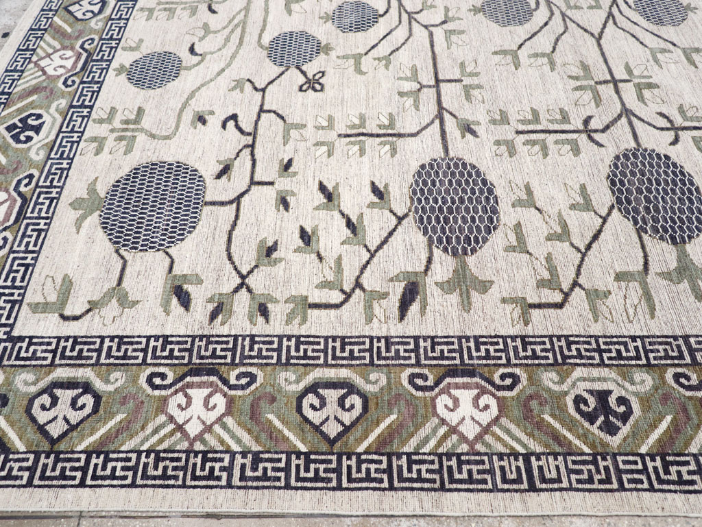 Modern East Turkestan Khotan Square Room Size Carpet, No.32393 - Galerie Shabab