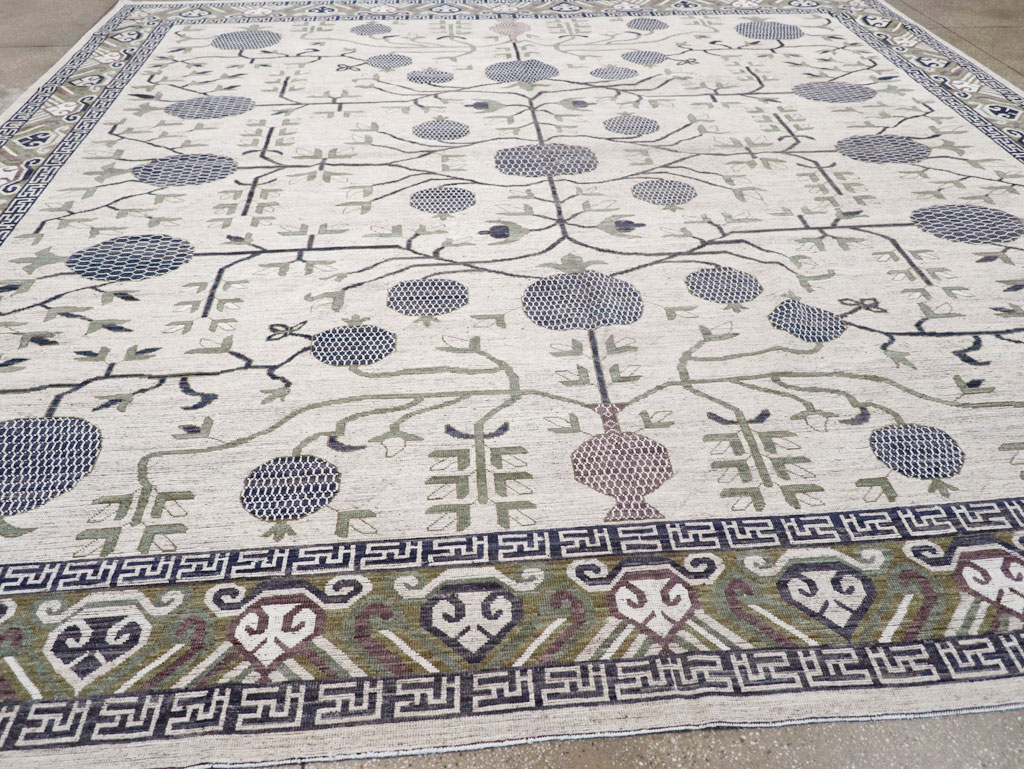 Modern East Turkestan Khotan Square Room Size Carpet, No.32393 - Galerie Shabab