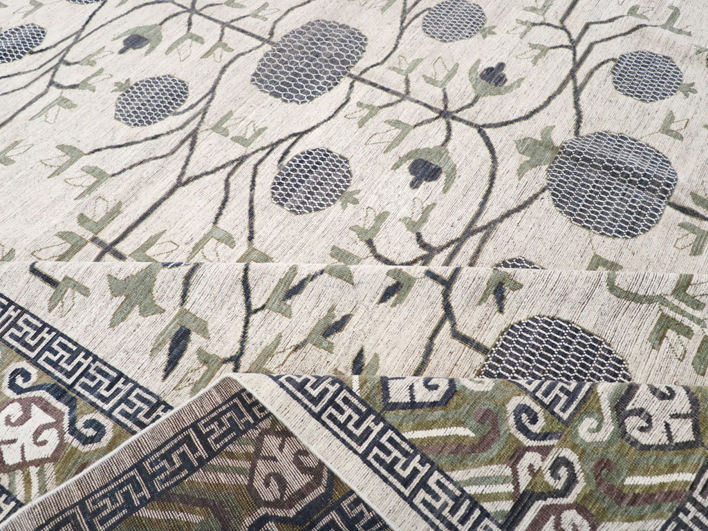 Modern East Turkestan Khotan Square Room Size Carpet, No.32393 - Galerie Shabab