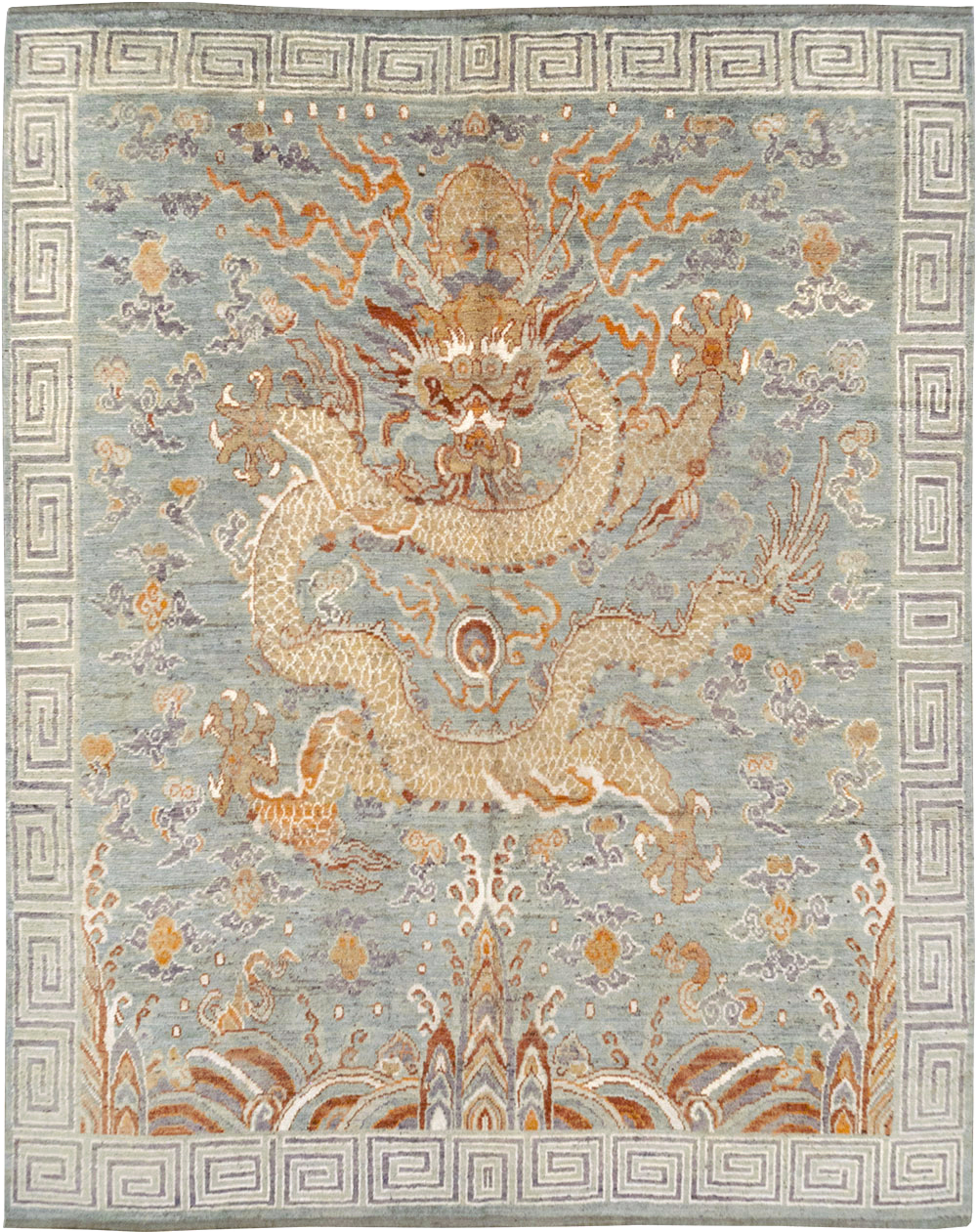 Contemporary East Turkestan Dragon Khotan Pictorial Room Size Carpet, No.32396 - Galerie Shabab