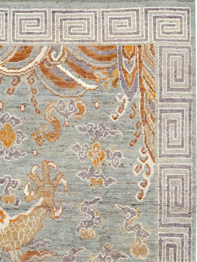 Contemporary East Turkestan Dragon Khotan Pictorial Room Size Carpet, No.32396 - Galerie Shabab