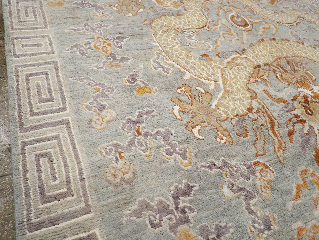 Contemporary East Turkestan Dragon Khotan Pictorial Room Size Carpet, No.32396 - Galerie Shabab
