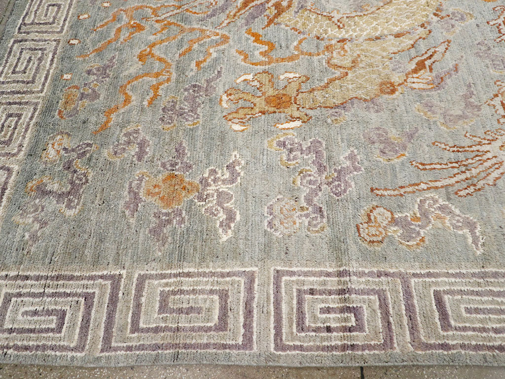 Contemporary East Turkestan Dragon Khotan Pictorial Room Size Carpet, No.32396 - Galerie Shabab