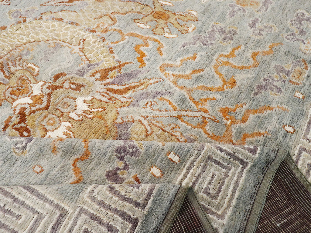 Contemporary East Turkestan Dragon Khotan Pictorial Room Size Carpet, No.32396 - Galerie Shabab
