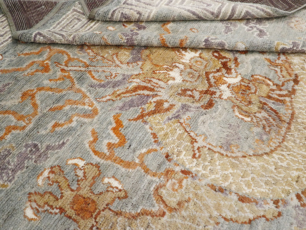 Contemporary East Turkestan Dragon Khotan Pictorial Room Size Carpet, No.32396 - Galerie Shabab